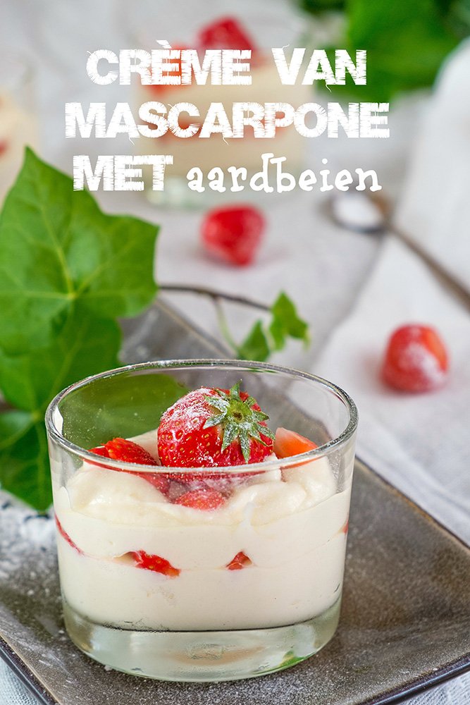 Crème van Mascarpone met aardbeien Crème van Mascarpone met aardbeien