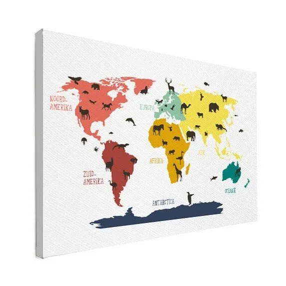kinderen wereldkaart op canvas