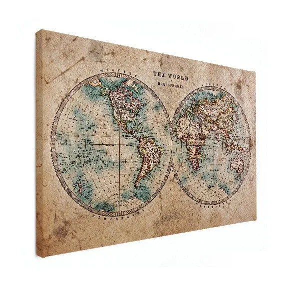 vintage wereldkaart op canvas