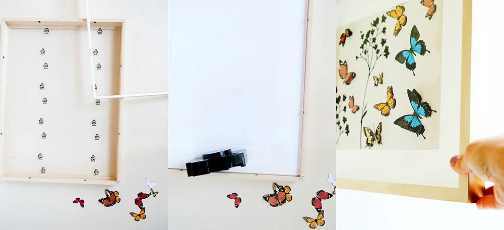 stap voor stap foto's, Diy: Ikea fotolijst Hovsta met vlinders - Free printable