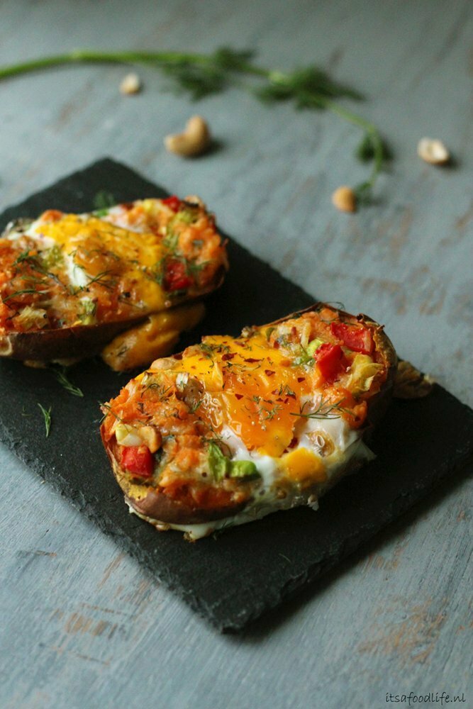 Gevulde zoete aardappel uit de oven: it's a food life.nl