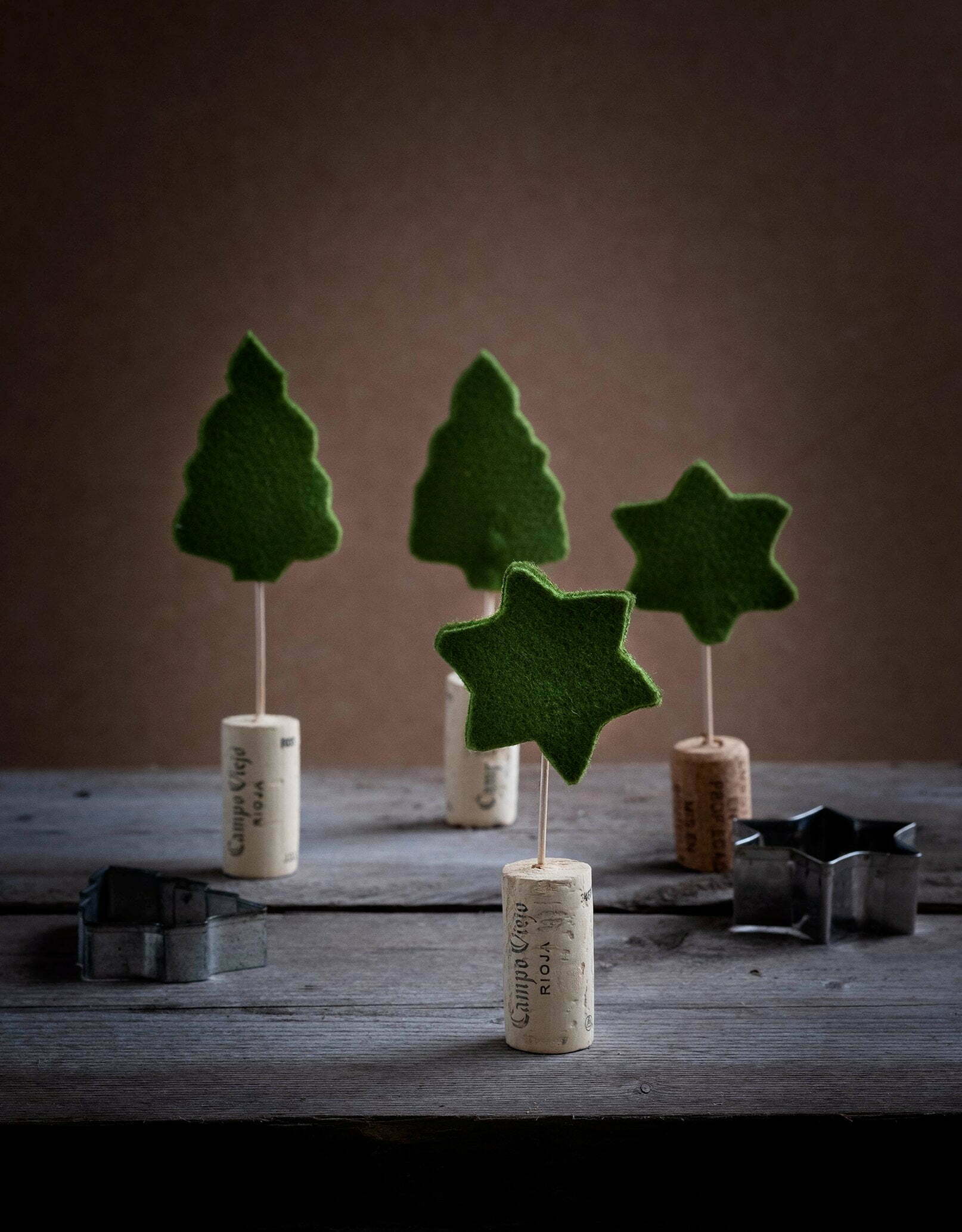 Kerstboompjes en sterren als naamkaart of tafeldecoratie - Diy