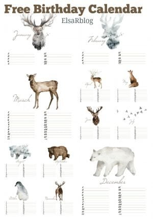 Free Birthday Calendar (verjaardagskalender) - Free printables – ElsaRblog