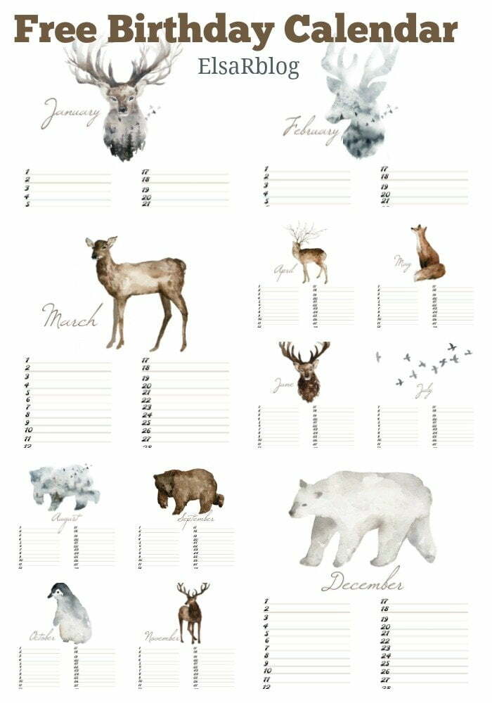 Free Birthday Calendar (verjaardagskalender) - Free printables Free Birthday Calendar (verjaardagskalender) - Free printables
