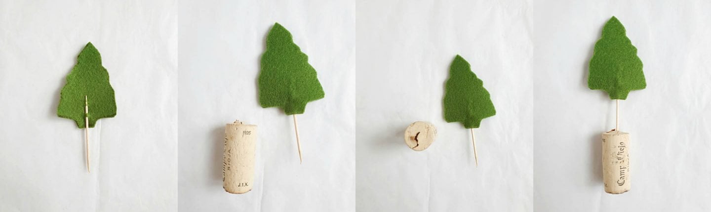 Kerstboompjes en sterren als naamkaart of tafeldecoratie - Diy