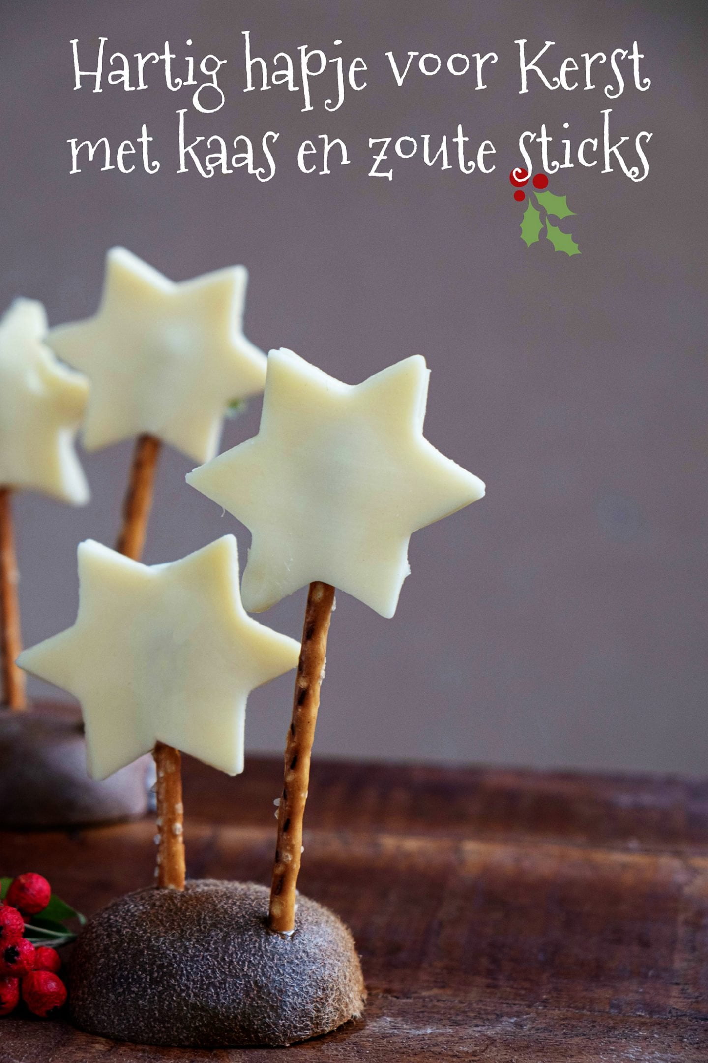 Hartig hapje voor Kerst met kaas en zoute sticks