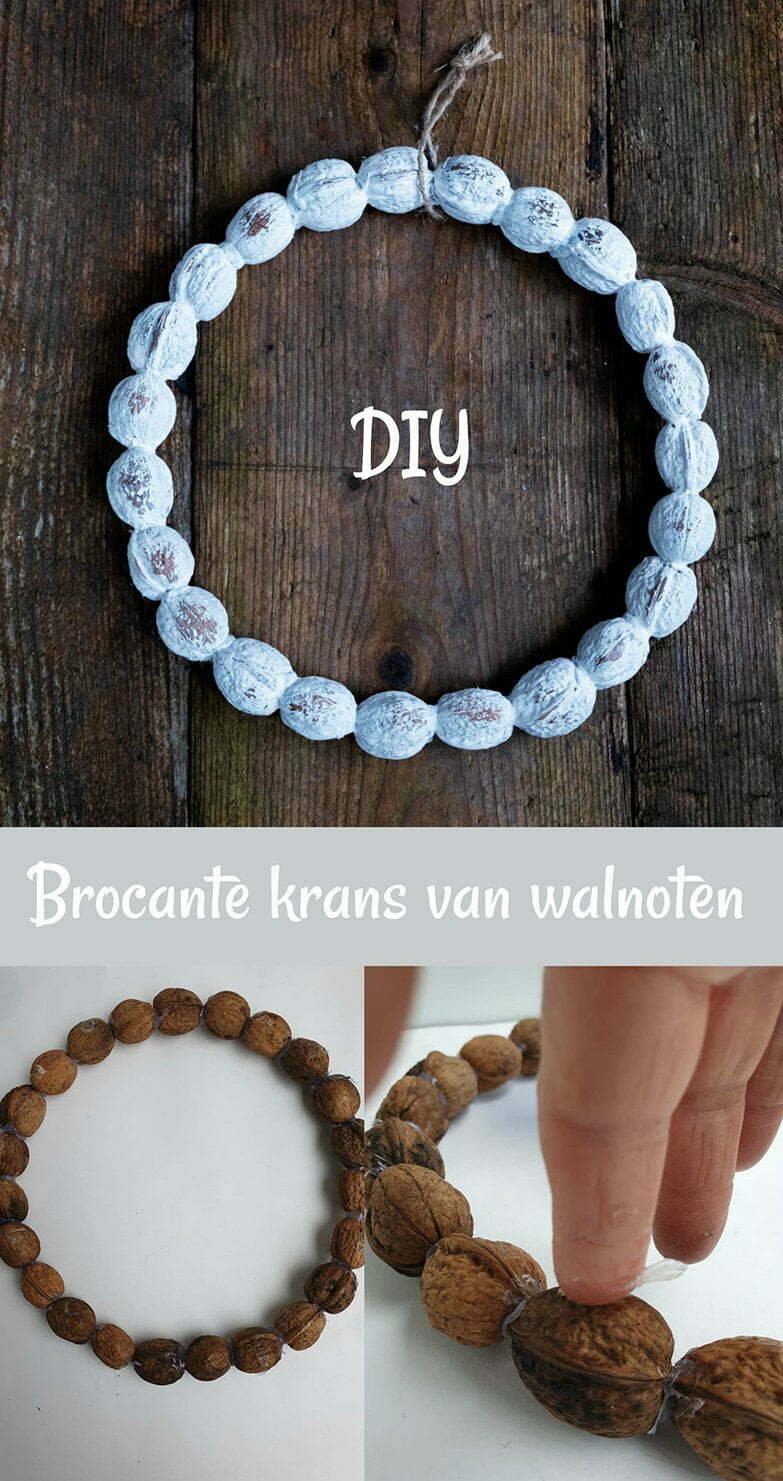Diy Brocante krans van walnoten Diy Brocante krans van walnoten