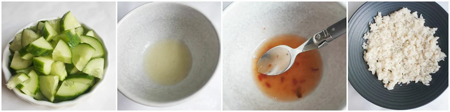 Poké bowl met ansjovis en chilisaus