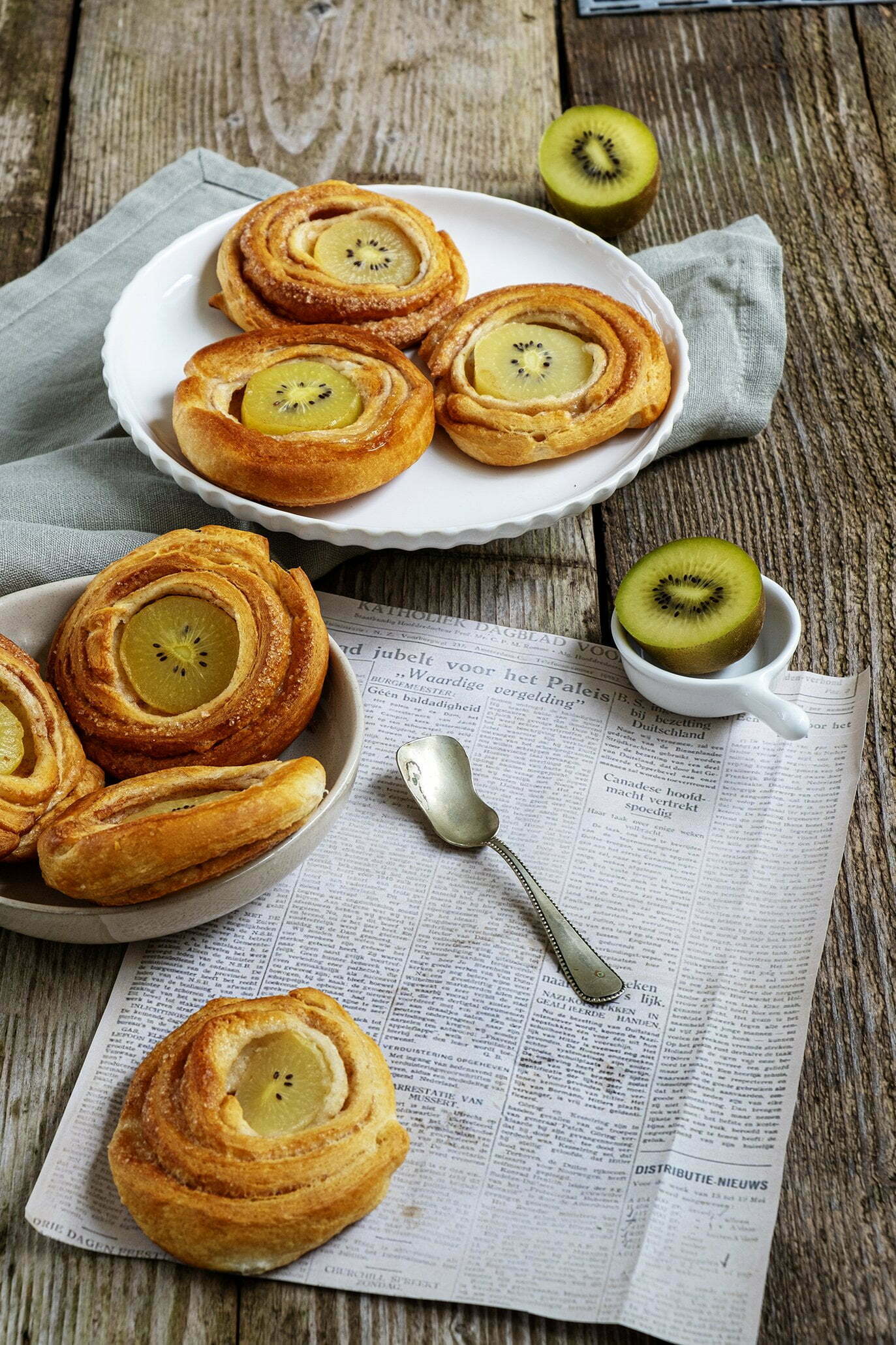 Kaneelbroodjes met kiwi - Kleine Lekkernijen