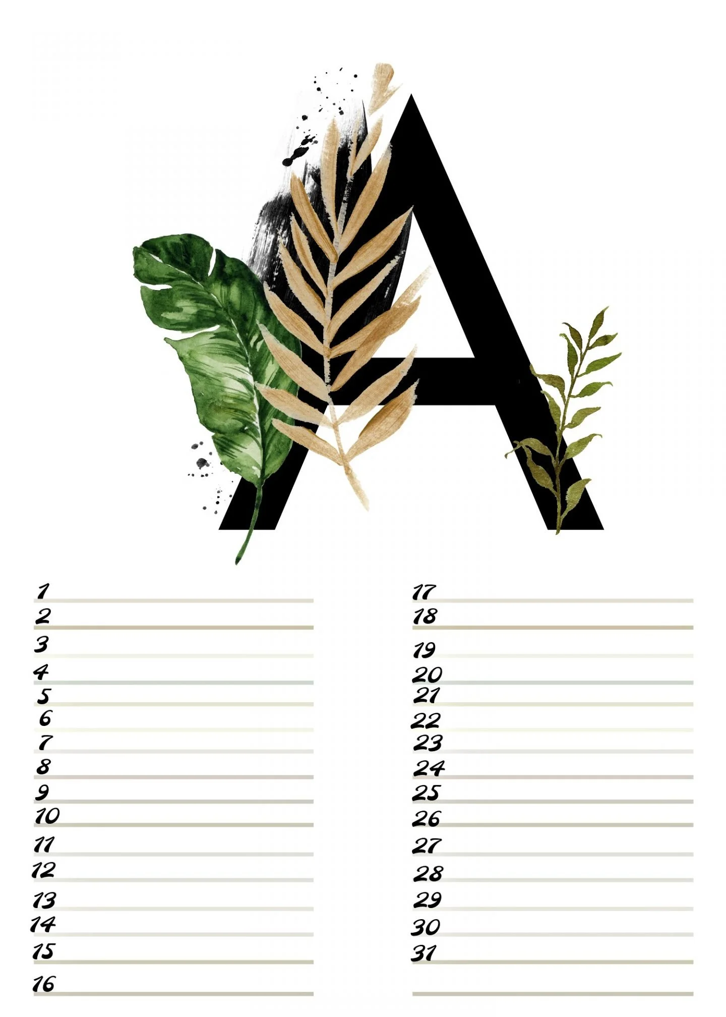 A4 Gratis verjaardagskalender alfabet Augustus ElsaRblog