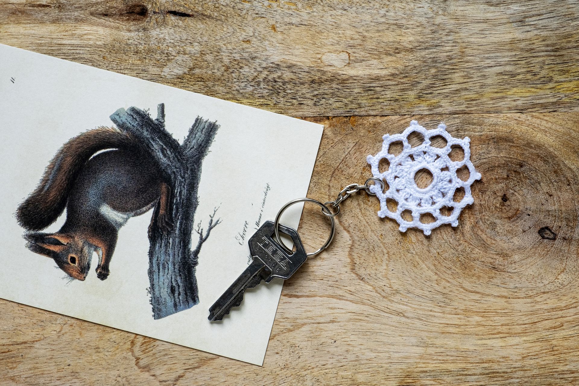 Sleutelhanger maken met een gehaakte rozet - Diy