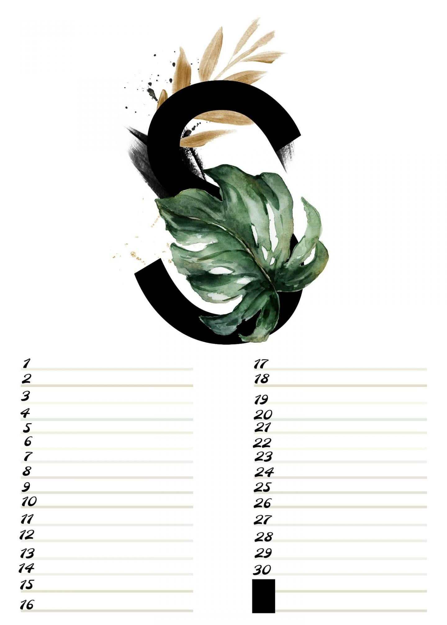 A4 Gratis verjaardagskalender alfabet September ElsaRblog