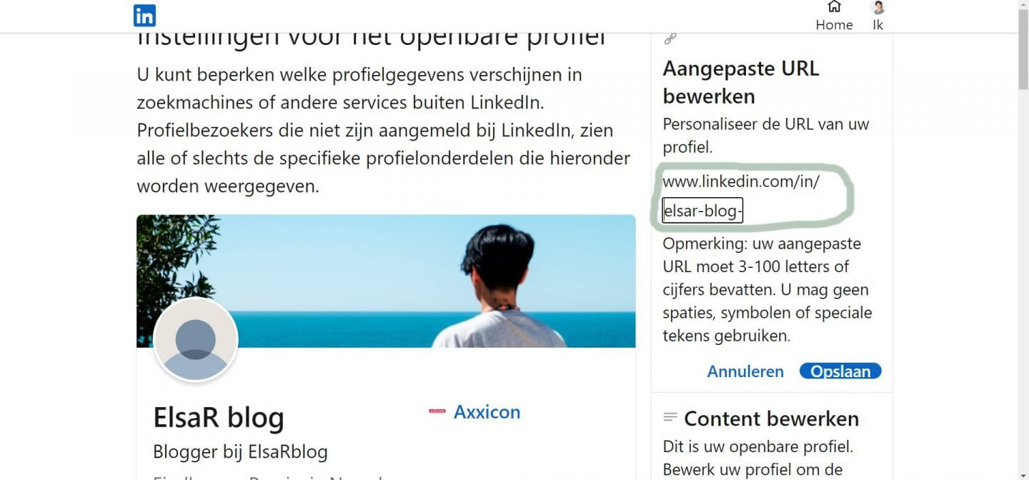 klik bij aangepaste URL bewerken op het potloodje.