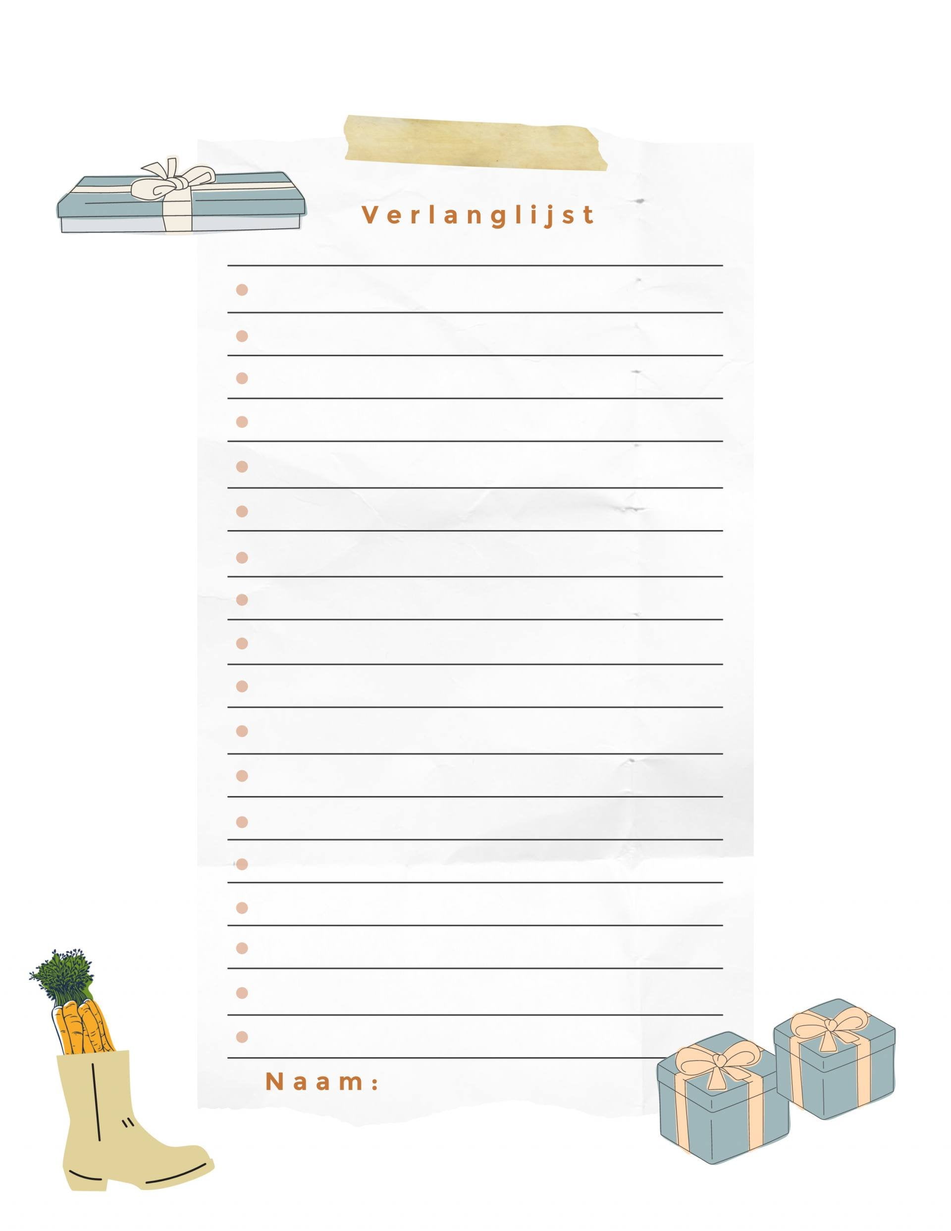 Verlanglijstje sinterklaas Verlanglijstje sinterklaas