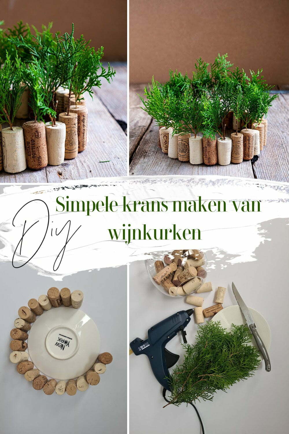 Diy: Simpele krans maken van wijnkurken