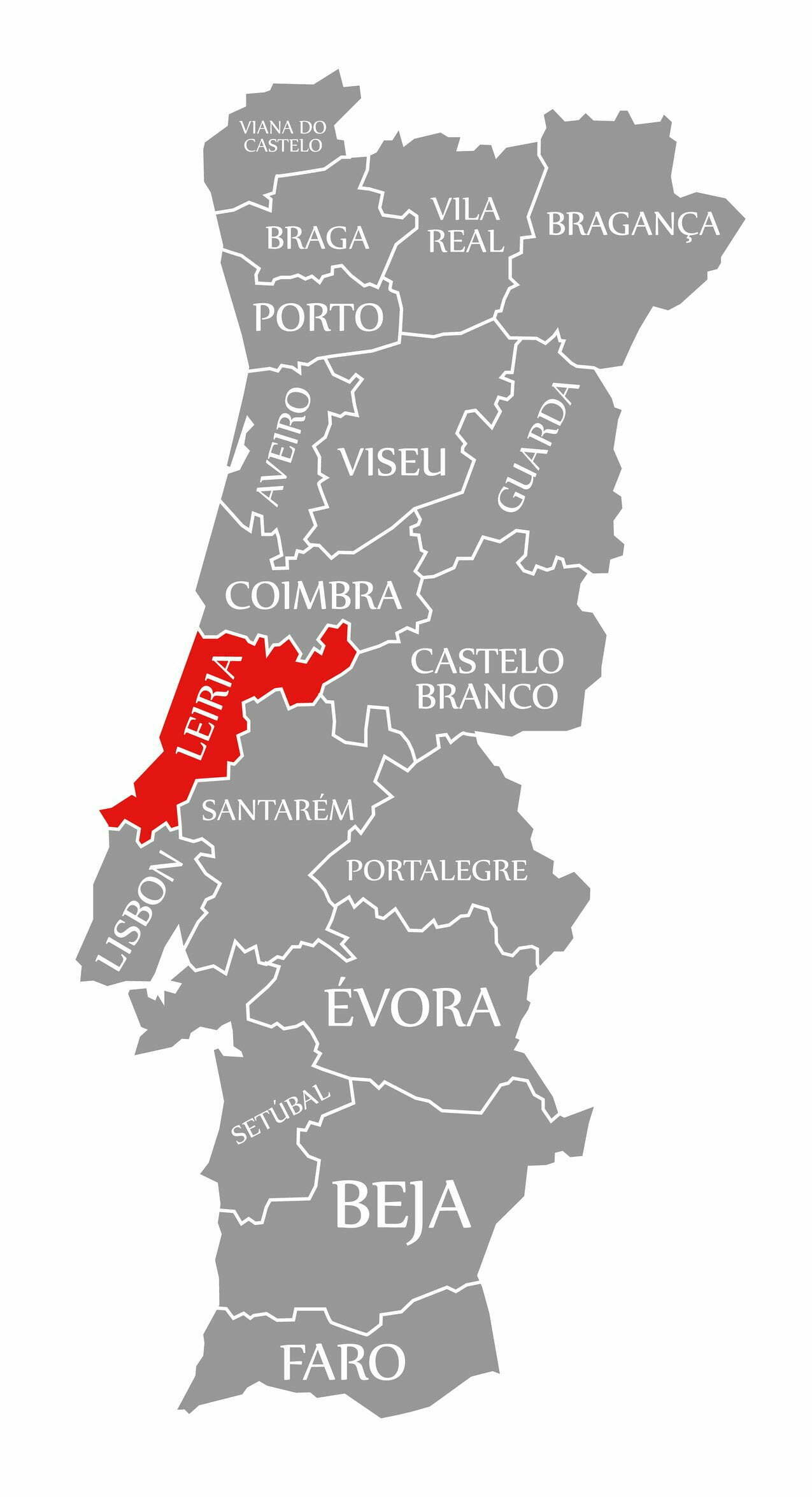 Leiria: map van Portugal